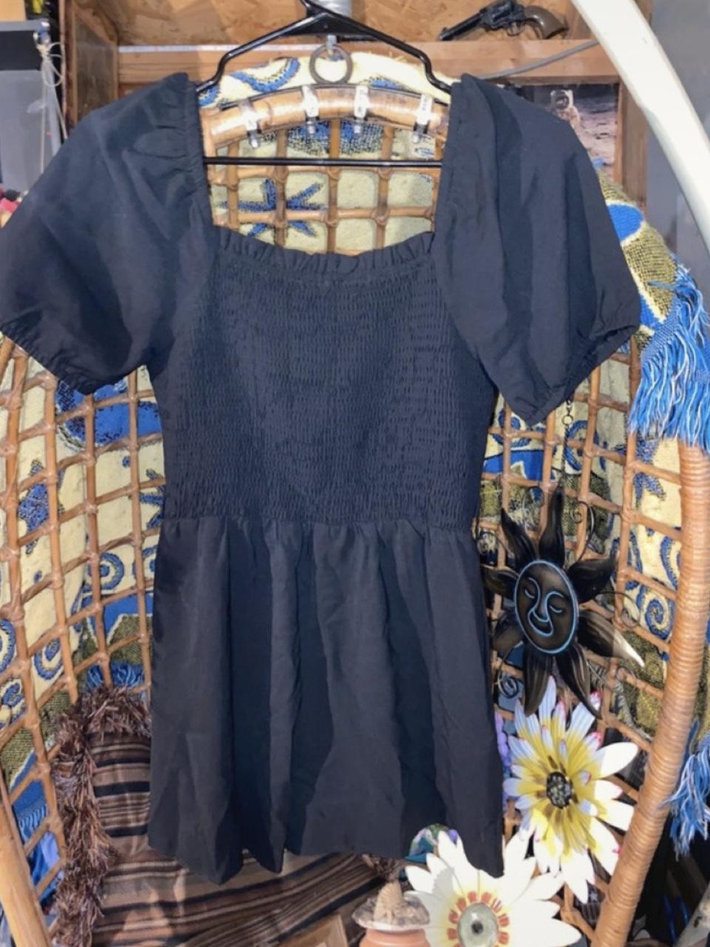 NWT CCTOO Women's Square Neck Smocked Puff Sleeve Romper